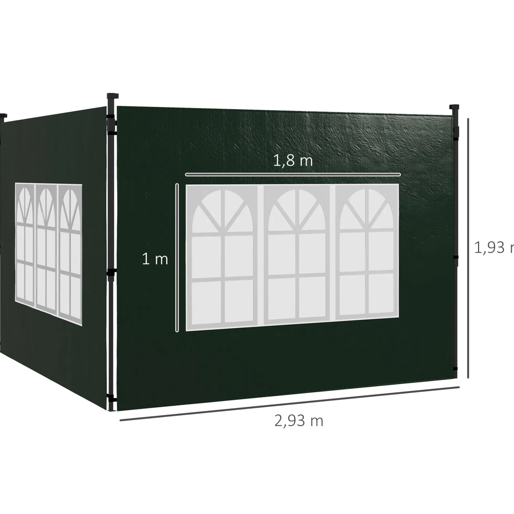 Outsunny Paredes Laterales Para Carpa 3x3 M Y 3x6 M 293x193 Cm Verde Oscuro