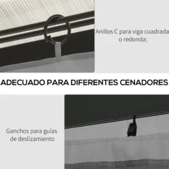 Outsunny 4 Paredes Laterales Para Cenador 3,5x2 M Sin Ventanas Gris Claro