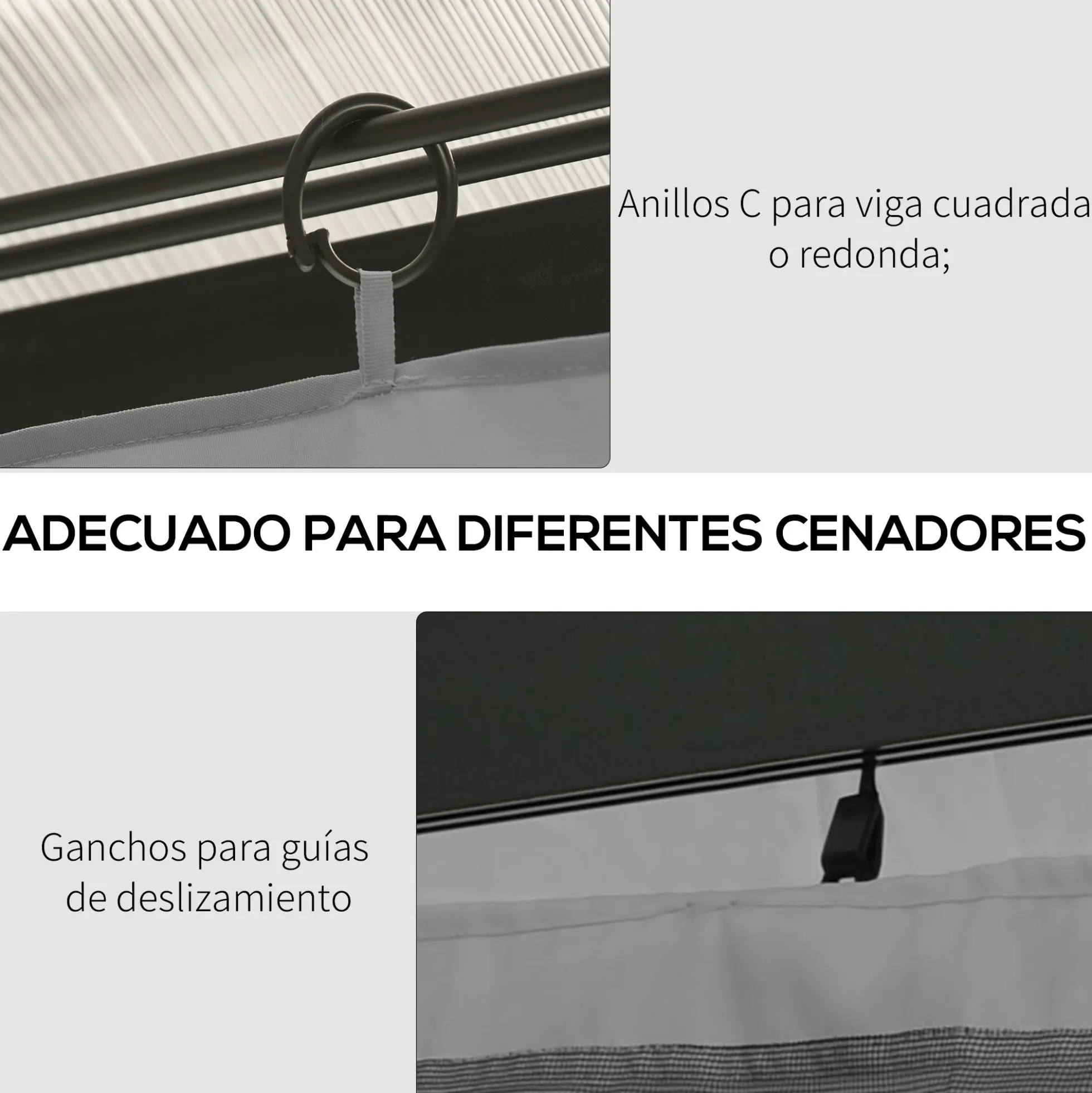 Outsunny 4 Paredes Laterales Para Cenador 3,5x2 M Sin Ventanas Gris Claro