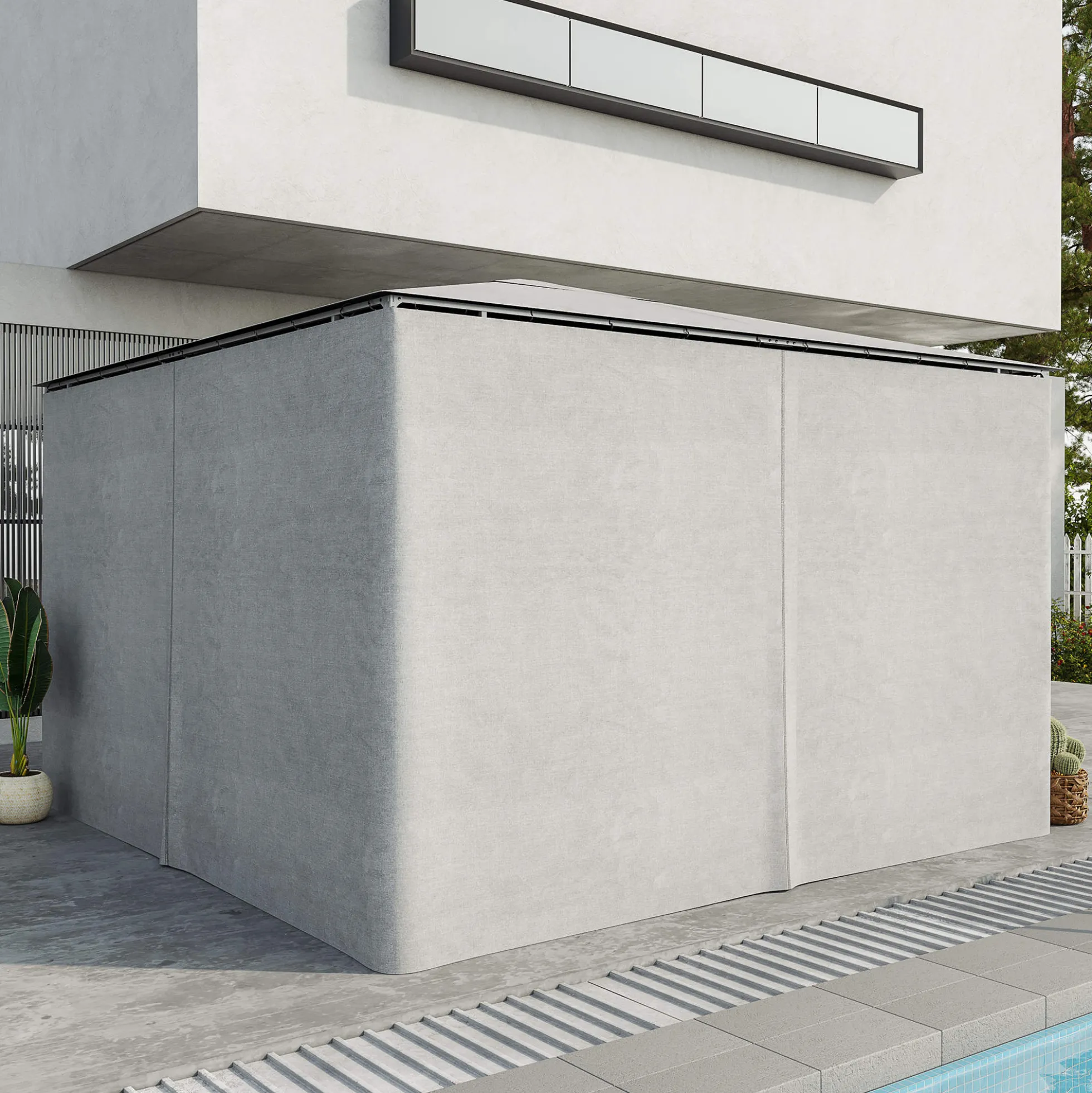 Outsunny 4 Paredes Laterales Para Cenador 3,5x2 M Sin Ventanas Gris Claro