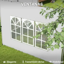 Outsunny Paredes Laterales Para Carpa De 2 Paneles 295x195 Cm Con Ventana Blanco