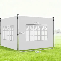 Outsunny Paredes Laterales Para Carpa De 2 Paneles 295x195 Cm Con Ventana Blanco
