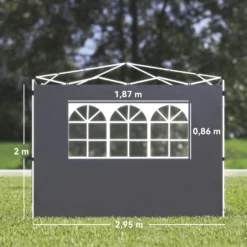 Outsunny Paredes Laterales Para Carpa De 2 Paneles 300x200 Cm Con Ventana Gris