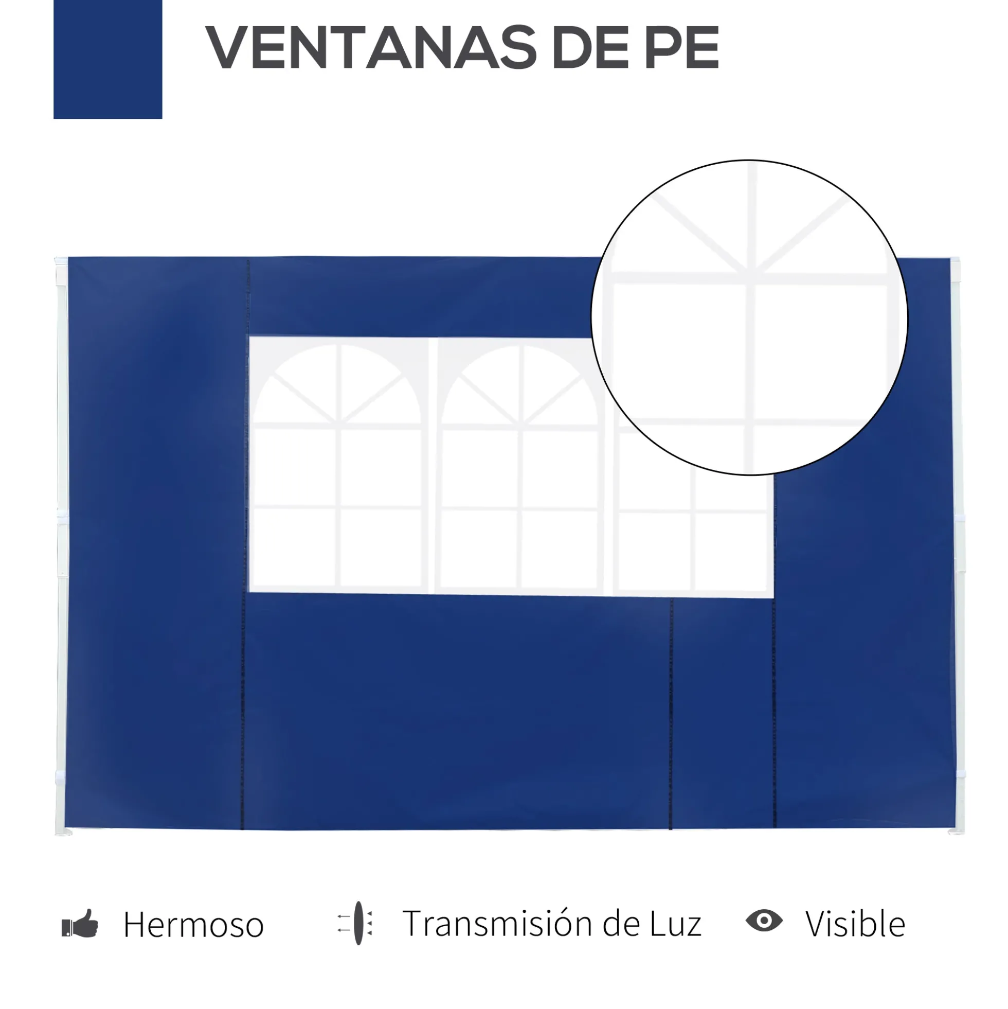 Outsunny 2 Paredes Laterales 2x3m Con Ventanas Para Carpa 3 X 3 M/3 X 6 M Azul