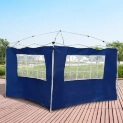 Outsunny 2 Paredes Laterales 2x3m Con Ventanas Para Carpa 3 X 3 M/3 X 6 M Azul