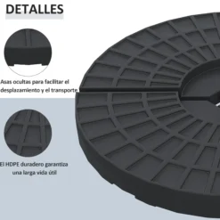 Outsunny Peso Para Base De Sombrilla De 4 Piezas Para Base Cruzada Negro