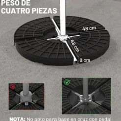 Outsunny Peso Para Base De Sombrilla De 4 Piezas Para Base Cruzada Negro