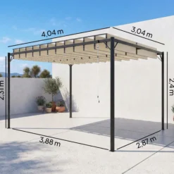 Outsunny Pérgola De Jardín 3x4 M Con Techo De Lamas Orientables Upf50+ Crema