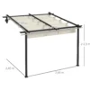 Outsunny Pérgola De Pared 3x3 M Con Techo Retráctil De Poliéster Crema Y Gris