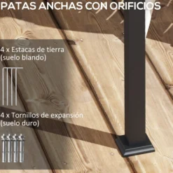 Outsunny Pérgola De Pared 3x3 M Con Techo Retráctil De Poliéster Crema Y Gris