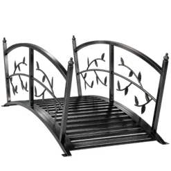 Outsunny Puente De Jardín Metálico 1,2 M Con Barandillas De Seguridad Negro
