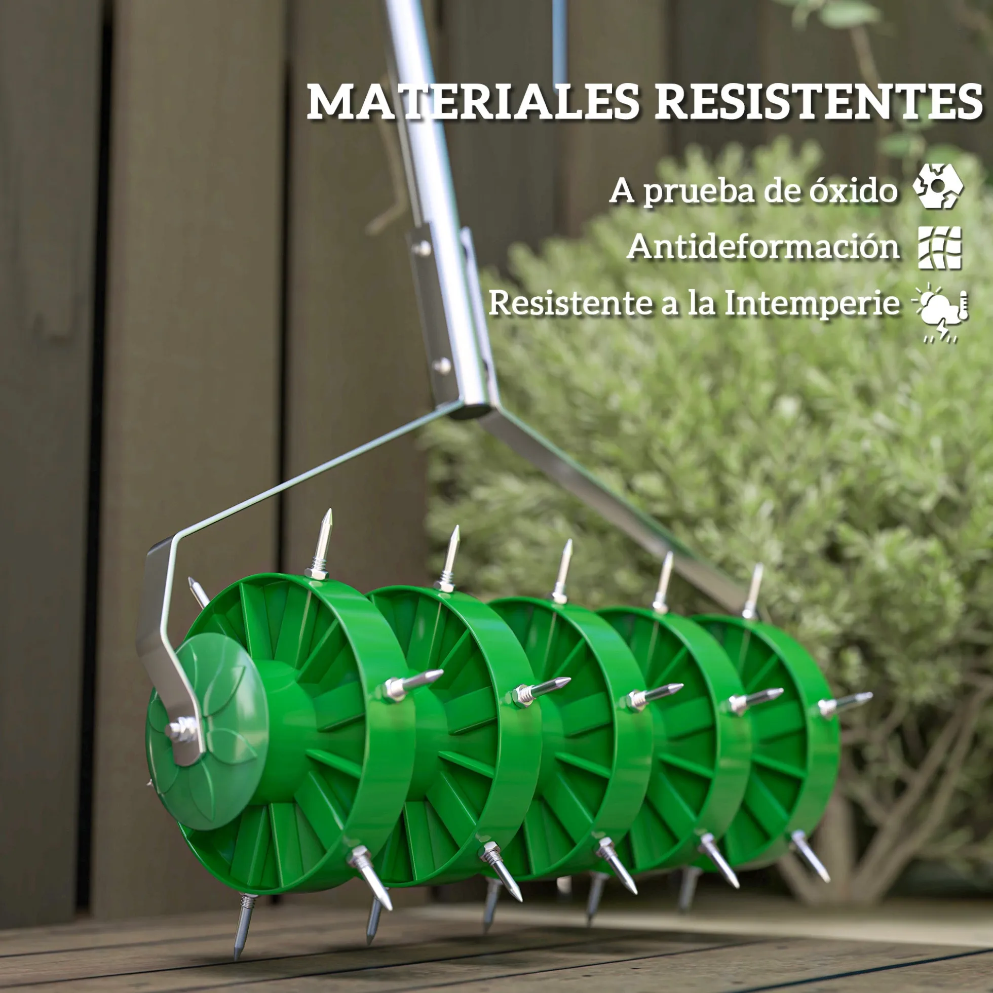 Outsunny Rodillo Aireador De Césped Con Clavos Y Mango Desmontable De 100 Cm
