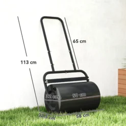 Outsunny Rodillo Para Césped Ancho 58cm Ø32cm De 38l Con Mango En U Negro