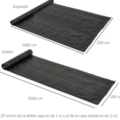 Outsunny Rollo De Malla Geotextil 2x50 M Malla De Jardín Contra Malas Hierbas