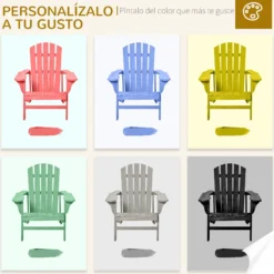 Outsunny Silla Adirondack De Madera Carga 150 Kg 78x89x88 Cm Gris Claro