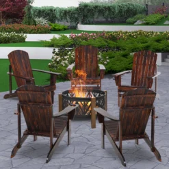 Outsunny Silla Adirondack Jardín De Madera Con Reposabrazos 72x95x93 Cm Marrón