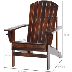 Outsunny Silla Adirondack Jardín De Madera Con Reposabrazos 72x95x93 Cm Marrón