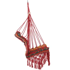 Outsunny Silla Colgante Algodón Poliéster 100 Kg Interior Exterior 100x60x100 Cm