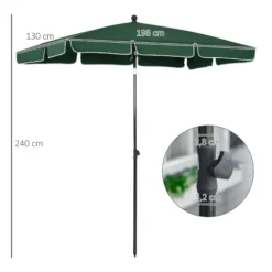 Outsunny Sombrilla De Jardín De Aluminio 2x1,3x2,5 M Verde
