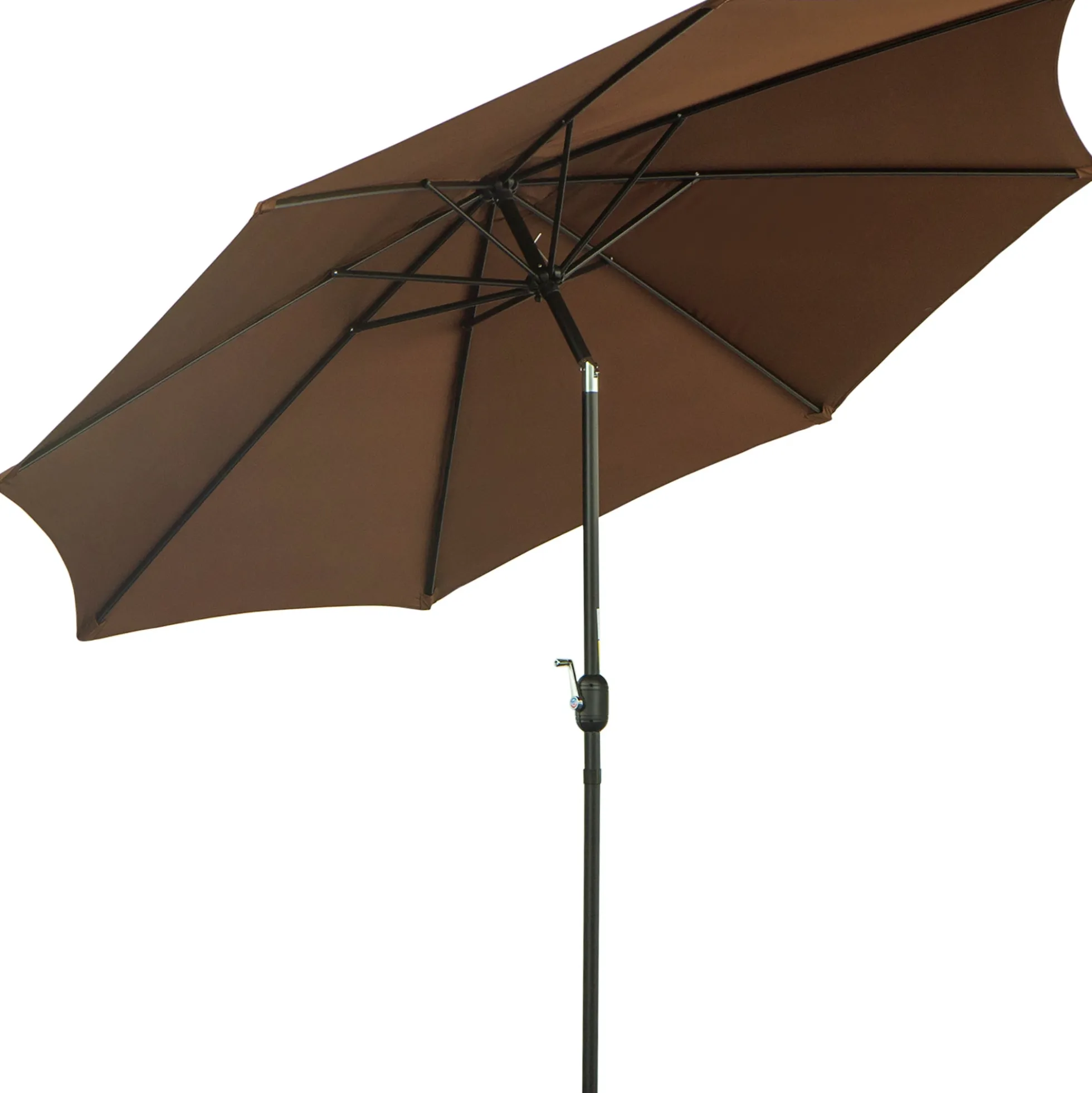 Outsunny Sombrilla De Jardín Ø295x250 Cm Con Manivela E Inclinación Café