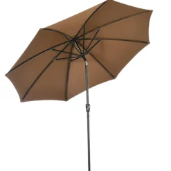 Outsunny Sombrilla De Jardín Ø300x252 Cm Con Manivela Techo Inclinable Marrón