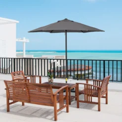 Outsunny Sombrilla De Terraza Exterior Ø2x2 M Con Techo Ventilado Gris Oscuro