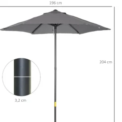 Outsunny Sombrilla De Terraza Exterior Ø2x2 M Con Techo Ventilado Gris Oscuro