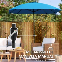 Outsunny Sombrilla De Terraza Exterior 233x233 Cm Con Ángulo Ajustable Azul