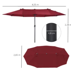 Outsunny Sombrilla Doble Extragrande Parasol Para Terraza Patio Protección Solar