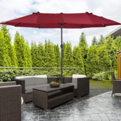 Outsunny Sombrilla Doble Extragrande Parasol Para Terraza Patio Protección Solar