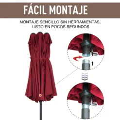 Outsunny Sombrilla Doble Extragrande Parasol Para Terraza Patio Protección Solar