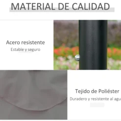 Outsunny Sombrilla Jardín Con 32 Luces Led Solares Inclinable Ø265x233 Cm Gris
