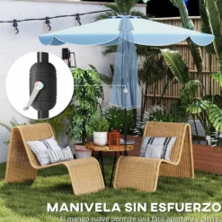 Outsunny Sombrilla Terraza Exterior Ø2,7 M Inclinación Y Volantes Azul Celeste