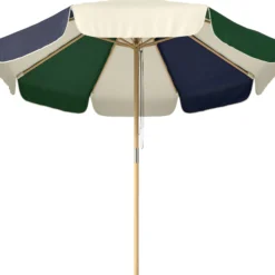 Outsunny Sombrilla Terraza Exterior Ø2,3 M Marco Efecto Madera Polea Con Cuerda