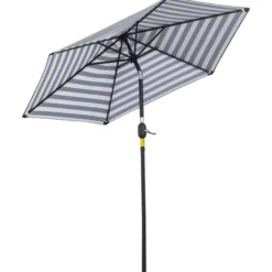 Outsunny Sombrilla Terraza Exterior Ø230 Cm Con Ángulo Ajustable Azul Y Blanco