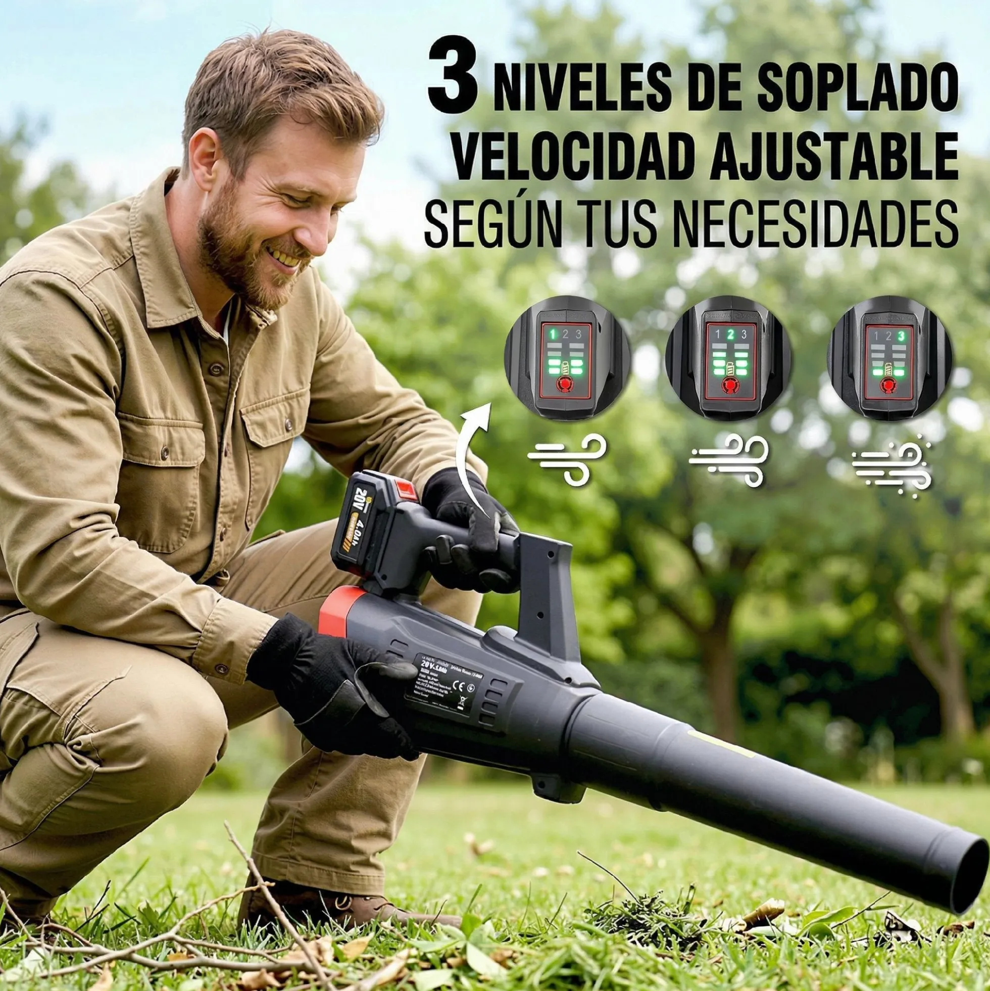 Outsunny Soplador De Hojas Sin Cable 18v Con 2 Baterías 4.0ah Y Cargador Negro