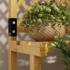 Outsunny Soporte Para Plantas De Madera De 2 Niveles Con Enrejado Natural