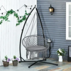 Outsunny Soporte Para Silla Colgante 190 Cm Sostén Para Columpio Con Mesita