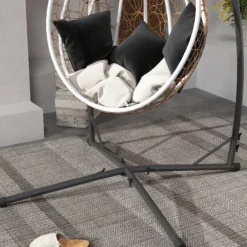 Outsunny Soporte Para Silla Colgante De Acero Con Base Establey Portavaso Negro