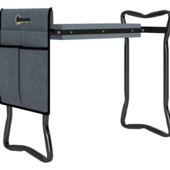 Outsunny Taburete De Jardín Plegable 2 En 1 Con Almohadilla De Espuma Y Bolsa