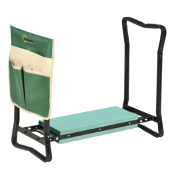 Outsunny Taburete De Jardín Plegable 2 En 1 Con Almohadilla De Espuma Y Bolsa