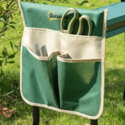 Outsunny Taburete De Jardín Plegable 2 En 1 Con Almohadilla De Espuma Y Bolsa