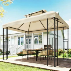 Outsunny Techo De Repuesto Para Cenador 4x3 M Techo Doble Anti-uv Crema