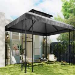 Outsunny Techo De Repuesto Para Cenador 4x3 M Techo Doble Anti-uv Gris Oscuro
