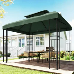 Outsunny Techo De Repuesto Para Cenador 4x3 M Con Techo Doble Anti-uv Verde