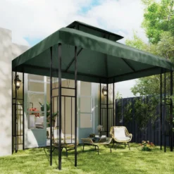 Outsunny Techo De Repuesto Para Cenador 4x3 M Con Techo Doble Anti-uv Verde