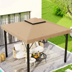 Outsunny Techo De Repuesto Para Cenador 3x3 M Con Doble Techo Caqui
