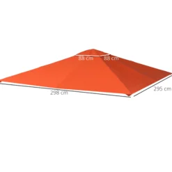 Outsunny Techo De Repuesto 300x300 Cm Cenador De Jardín Con 8 Orificios Naranja