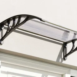 Outsunny Tejadillo De Protección 75x100cm Marquesina Para Puerta Transparente