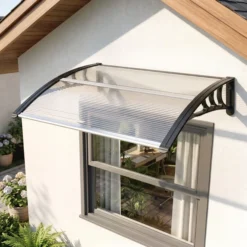 Outsunny Tejadillo De Protección 75x100cm Marquesina Para Puerta Transparente